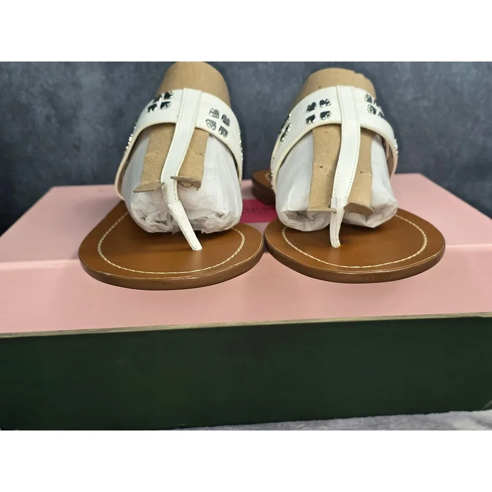 NWB Kate Spade Carol Sandal White Studded Patent Leather Womens 8